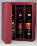 Geschenkkarton f�r 3 Flaschen Postversand, bordeaux, blau oder natur