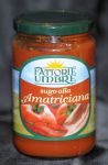 SUGO AMATRICIANA oder MONTANARA, Tomatensauce mit Parmaschinken